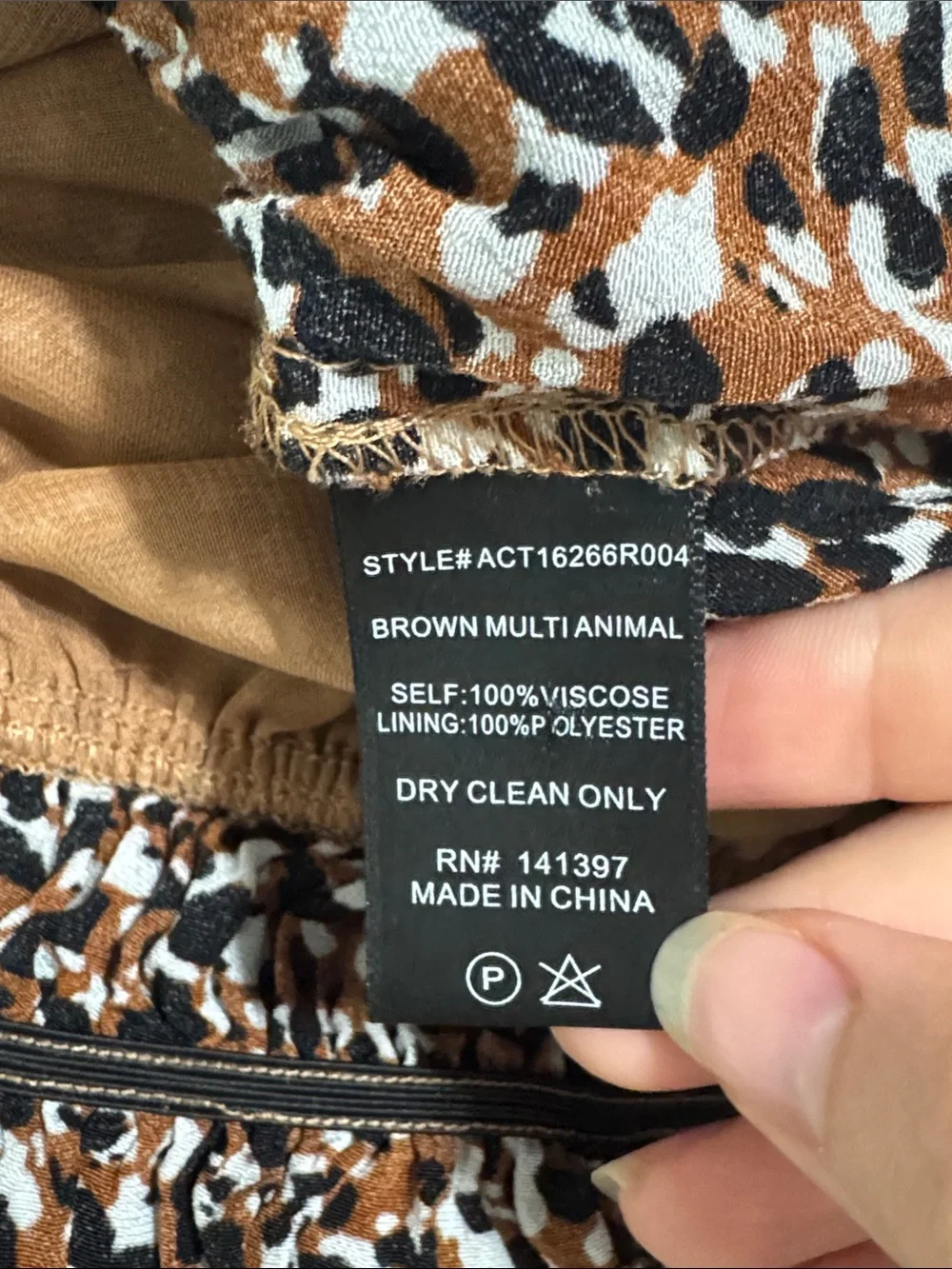 ASTR the label Rebecca V-Neck Long Sleeve Wrap Top Brown Multi Animal Print sz S